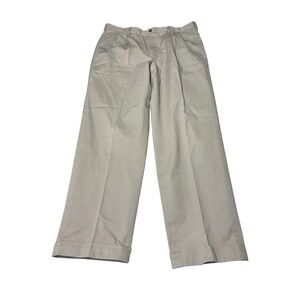 Brooks Brothers Advantage Chino Elliot Khaki Pleated Cuffed Pants Mens 36x30